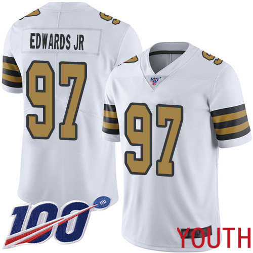 New Orleans Saints Limited White Youth Mario Edwards Jr Jersey NFL Football #97 100th Season Rush Vapor Untouchable Jersey->youth nfl jersey->Youth Jersey